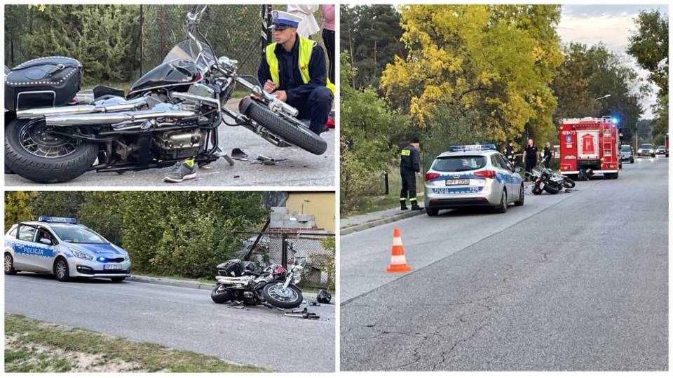 Wypadek w gminie Szczerców. Motocyklista śmigłowcem przetransportowany do szpitala, kierowca auta uciekł [Foto]