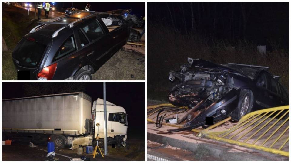 Wypadek pod Bełchatowem: 69-latek zasłabł za kierownicą, sytuację chciał ratować kierowca ciężarówki [Foto]