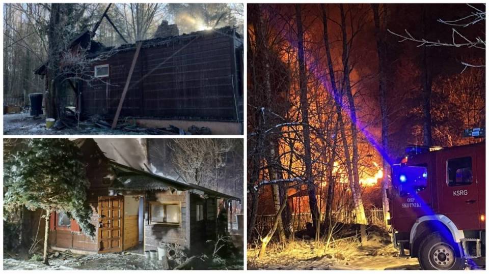 Pożar domu w gminie Aleksandrów. Strażacy dwukrotnie interweniowali na miejscu zdarzenia [Wideo, foto]